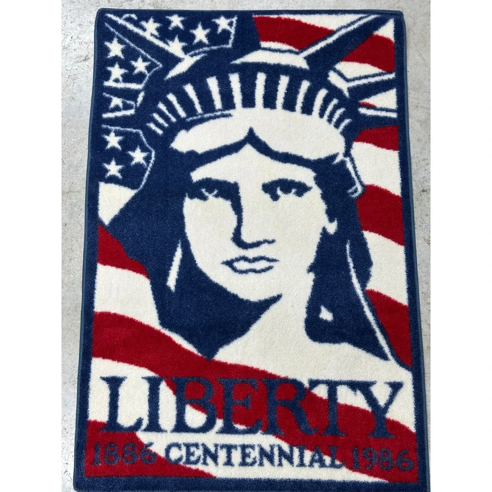 VTG Liberty Centennial 1886-1986 Throw Rug Red‎ White Blue Statue Of Liberty USA